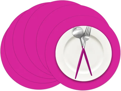 Miniatura 16 de 50 piezas de manteles individuales de papel rosa claro, manteles individuales desechables redondos de color rosa claro, manteles individuales