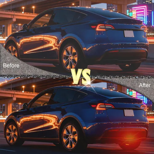 Miniatura 5 de Luces traseras LED de 3ª freno, luces traseras centrales piloto compatibles con Tesla Modelo Y 2020 2021 2022 intermitentes de remolque de repuesto