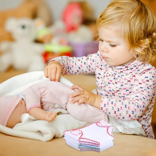 Miniatura 8 de Toyvian - Pañales de muñeca de bebé, 6 unidades, pañales de tela reutilizables, cinta ajustable para muñecas pequeñas, accesorios de ropa