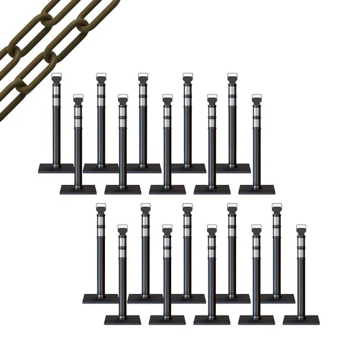 Miniatura 50 de Trafford Industrial - Juego de 20 postes de delineador de 45 pulgadas, collares reflectantes de 3 pulgadas, base de goma de 10 libras