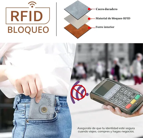 Miniatura 2 de SENDEFN - Carteras pequeñas para mujer, cartera compacta con bloqueo RFID, de cuero, plegable, con bolsillo para monedas y cierre, A-baby Azul