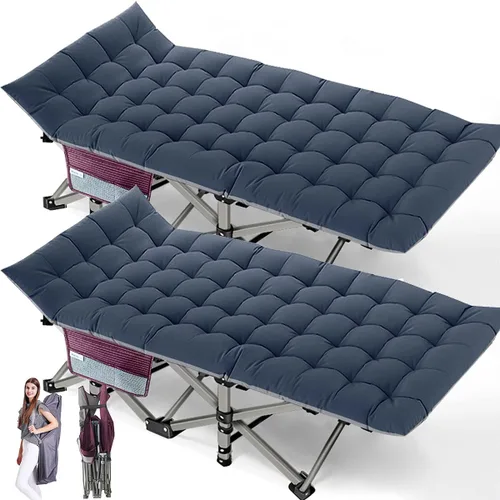 Barbella Catre plegable para campamento, paquete de 2 catre portátil con colchón, cama plegable para exteriores con bolsa de transporte para el