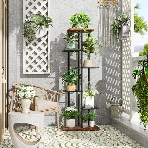 Miniatura 7 de Simple Trending Soporte para plantas para interiores y exteriores, estante para plantas de 6 niveles, soporte alto para macetas, estante
