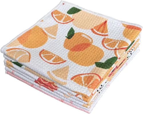 Miniatura 15 de QUILTINA Kitchen Dish Cloths 6 Pack, 12 x 12 Inches, 103% Cotton Waffle Weave Dish Towels, Super Absorbent Quick Drying, Beige