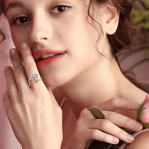 Miniatura 3 de Hamsa Hand of Fatima Lotus Evil EyeLove HeartButterflyRose Spoon Adjustable Open Rings 925 Sterling Silver Statement Ring Jewelry Gifts for Women