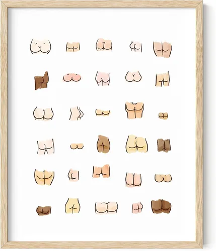 Miniatura 210 de HAUS AND HUES Funny Butts Collage - Póster artístico para decoración de baño, 12 x 16 pulgadas, sin marco