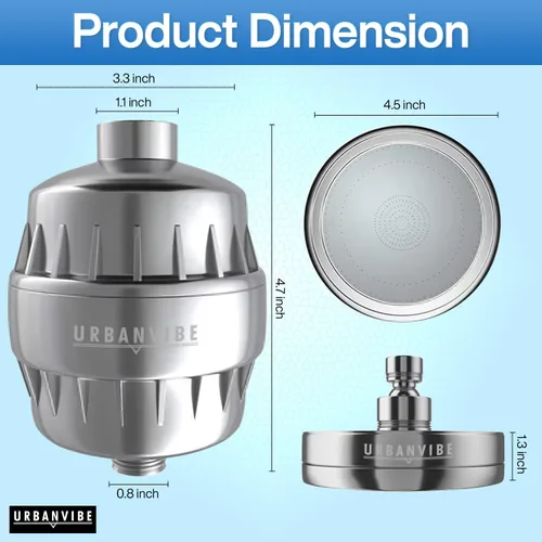 Miniatura 8 de Urbanvibe Juego de cabezal de ducha filtrado de lujo de 20+3 etapas para agua dura, elimina el cloro y las sustancias nocivas, filtro de cabezal