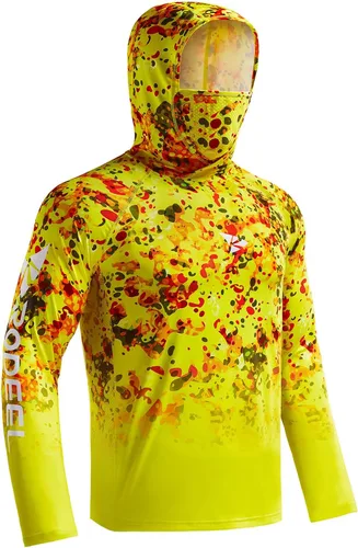 Miniatura 11 de Rodeel - Camisa de pesca para hombre con manga larga, UPF 50+, rendimiento de alto rendimiento para senderismo, con máscara, protección UV