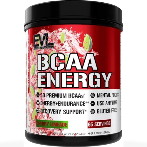 Evlution EVL BCAAs Polvo de Aminoácidos - Polvo BCAA Energy Pre Entrenamiento para Recuperación Muscular, Crecimiento Magro y Resistencia - Bebida