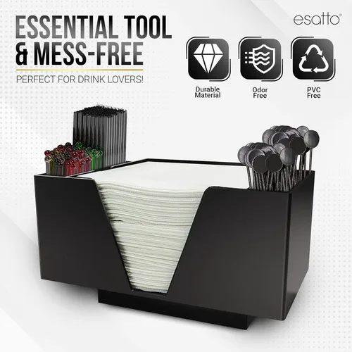 Miniatura 7 de Esatto Bar Products Premium Square Bar Caddy (negro) Herramienta de barra profesional utilizada para organizar fácilmente artículos de barra