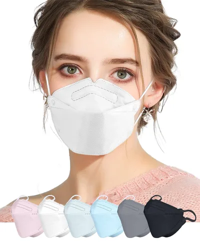 Miniatura 7 de 60 máscaras KF94, mascarillas negras desechables, eficiencia de filtro de protección de 4 capas > 95%, marco nasal de doble línea, correas