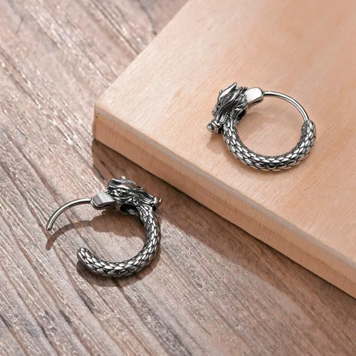 Miniatura 4 de Aretes de aro nórdico vikingo para hombre, 2 pares de amuleto de protección, joyas, regalos de joyería de acero inoxidable para hombre, aretes
