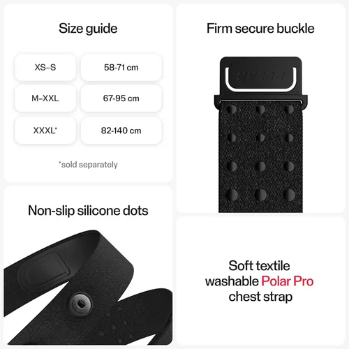 Miniatura 5 de Polar H10 - Correa de pecho para monitor de frecuencia cardíaca, ANT + Bluetooth, sensor HR impermeable para hombres y mujeres Negro