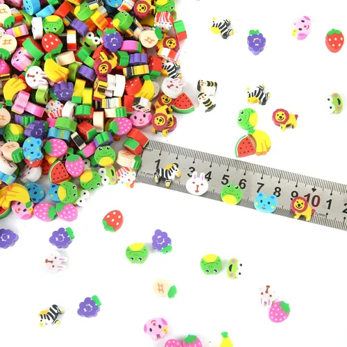 Miniatura 2 de 300 piezas de borradores de frutas de animales, surtido de pequeños borradores de lápices para niños para recuerdos de fiesta, relleno de regalos