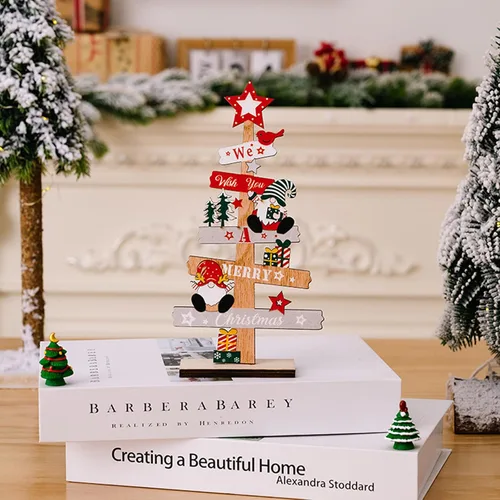 Miniatura 4 de Adornos de Gnomo de Árbol de Navidad para el Hogar, Mesa, Adornos de Navidad de Madera para Fiestas en la Oficina, Decoración de Bandeja Escalonada