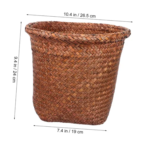 Miniatura 9 de Cabilock Cesta de paja de mimbre para residuos domésticos, perfecta para cocina, sala de estar, oficina