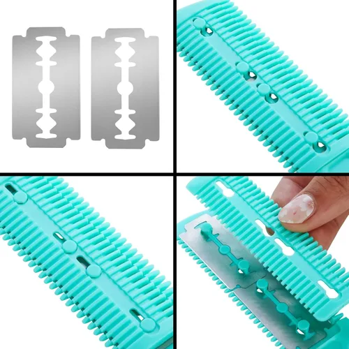 Miniatura 7 de Glamlily Juego de peine de afeitar para adelgazar el cabello, recortadora de extremo dividido, peine adelgazante sin esfuerzo, paquete de 4 a 7.1 x