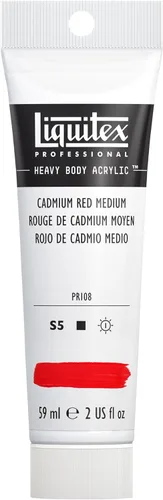 Liquitex Professional - Pintura acrílica con cuerpo espeso (2.0 fl oz / 59 ml), tubo, color rojo cadmio medio