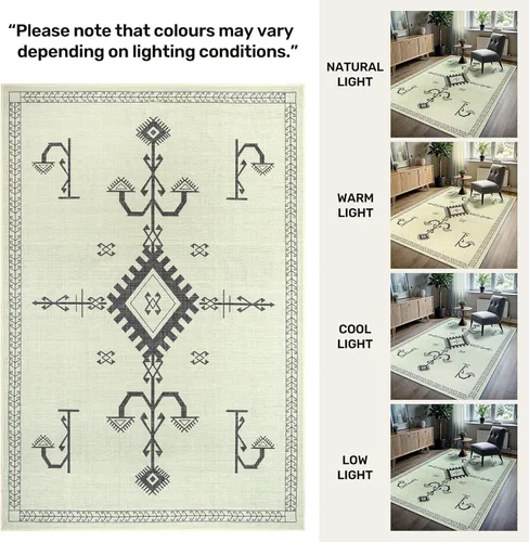 Miniatura 6 de GLN Rugs Bohemian - Alfombra de pasillo lavable a máquina, bohemio, lavable, antideslizante, de pelo bajo, alfombra de felpilla para pasillo