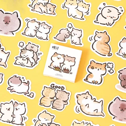 45 piezas de lindas calcomanías de gato para álbumes de recortes, diario de viñetas, decoración DIY, planificadores, maletas, diario, cuadernos,