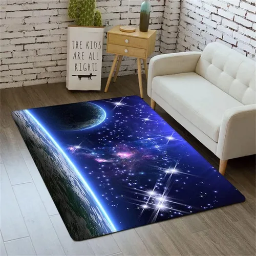 Miniatura 22 de Alfombra de espacio exterior para habitación de niños, 3 x 5 pies, alfombra Galaxy para dormitorio de niños, suave, antideslizante, sistema solar