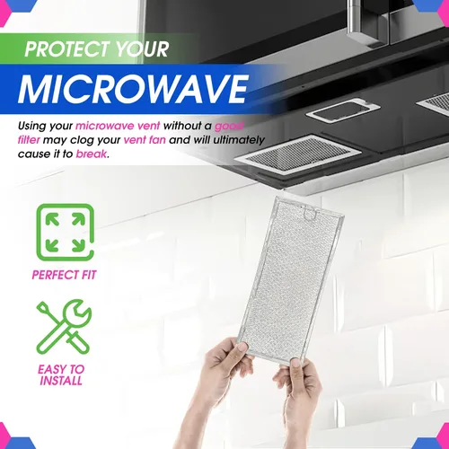 Miniatura 5 de Filtro de microondas de repuesto de 13.3 x 5.85 pulgadas WB06X10596 GE para Whirlpool Samsung Maytag – Filtros de grasa de pantalla de malla