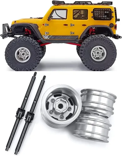 Miniatura 3 de RCHUBAM Llantas de rueda delantera RC con eje de transmisión CVD para 1/24 Axial SCX24 Deadbolt Bronco C10 RC Crawler Car