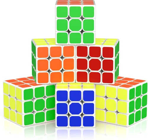 Vdealen Juego de cubos de velocidad 3x3x3, paquete de 6 cubos de velocidad, juego de cubos mágicos a granel, premio para aulas escolares, regalos