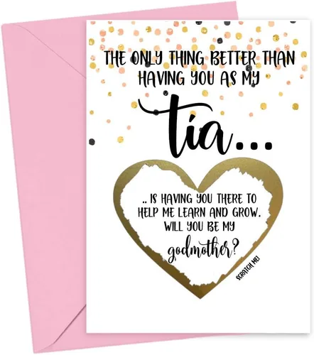 Miniatura 12 de Tarjeta para raspar con texto en inglés «Will You Be My Godmother Godfather Scratch Off», tarjeta para promoción de Tia y Tio a Padrinos de parte