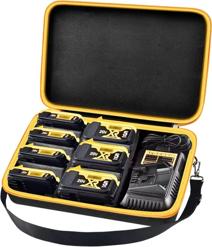 Estuche de almacenamiento de batería extra grande para batería DEWALT 20V/60V MAX XR y cargador, caja transportadora de paquete de baterías de