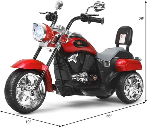 Miniatura 6 de Costzon Motocicleta Infantil, Motocicleta Chopper de Paseo con Batería de 6 V, con Claxon, Faro, 3 Ruedas, Juguetes de Paseo Estables, Motocicleta