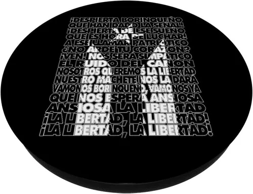 Miniatura 2 de La Borinquena Himno Revolucionario Black Flag Puerto Rico PopSockets - Agarre y soporte para teléfonos y tabletas, Negro