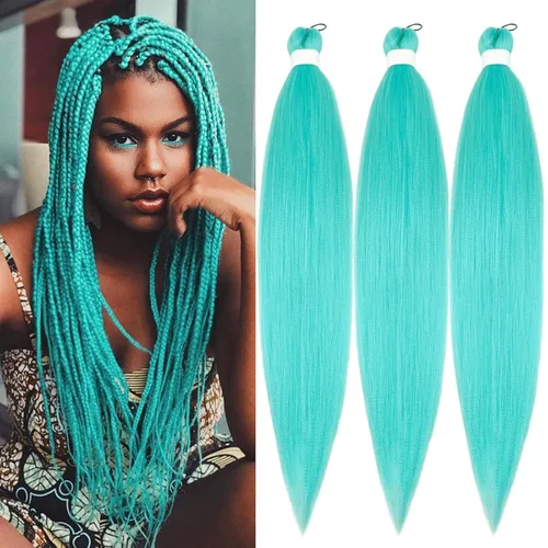 Miniatura 41 de pelo trenzado preestirado marrón, pelo trenzado Kanekalo, pelo trenzado preestirado de 26 pulgadas, 6 paquetes plegados, textura Yaki, extensiones