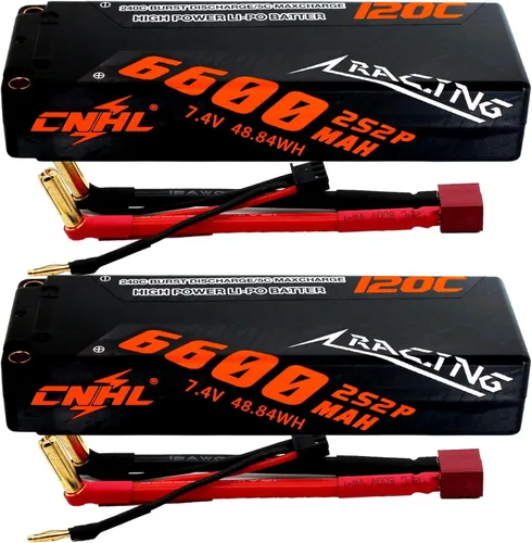 CNHL 2S Lipo Battery 6600mAh 120C 7.4V Estuche rígido con enchufe 5.0 Bullet T para RC Car Truck Boat Truggy Airplane Quadcopter Racing Hobby (2