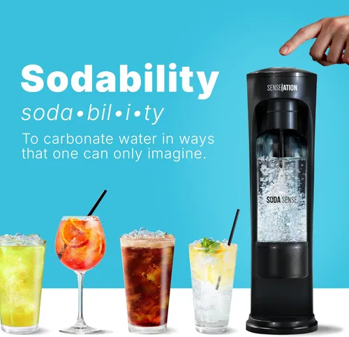 Miniatura 5 de SENSEation Máquina de Soda Accesorios de Cocina, Nuevos Artículos Esenciales para el Hogar - Juego de Máquina de Agua con Gas con 2 Cartuchos de CO2