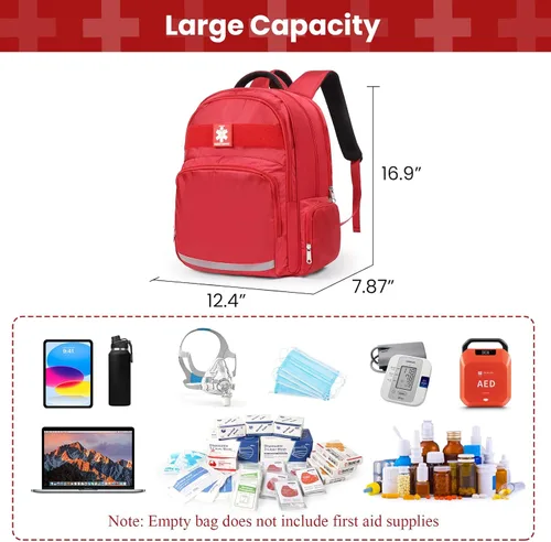Miniatura 2 de Gatycallaty Mochila de primeros auxilios Emt Bolsa de primeros auxilios Vacía Ems Emergencia Salud en el Hogar Senderismo Trauma Viajes Camping Rojo