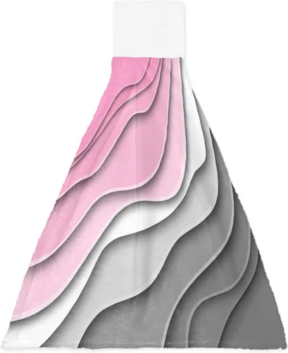 Miniatura 22 de Toallas de cocina con lazo para colgar, toallas de mano abstractas onduladas de color gris degradado, suaves, absorbentes, para baño, bar, hogar