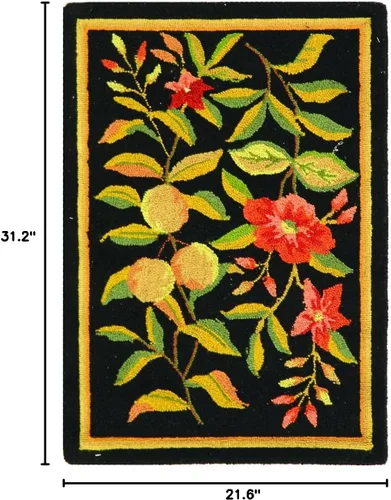 Miniatura 2 de SAFAVIEH Chelsea Collection - Alfombra decorativa de 1 pies 8 pulgadas x 2 pies 6 pulgadas, color negro, lana de campo francesa enganchada a mano
