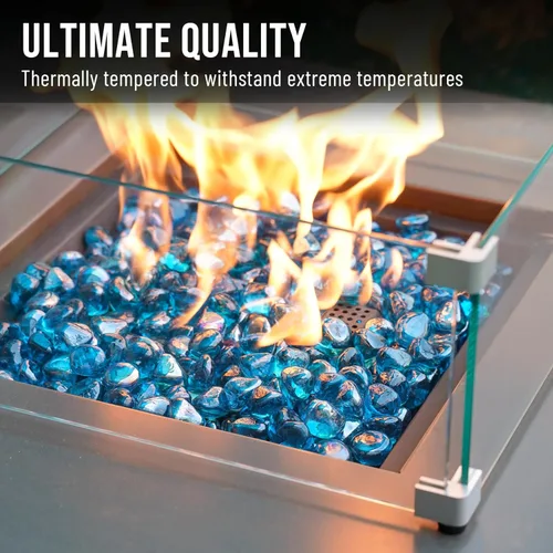 Miniatura 4 de Skyflame Diamantes de vidrio de fuego de 10 libras para paisajismo de chimeneas de hoguera, diamantes de fuego de vidrio reflectante de 1/2 pulgada
