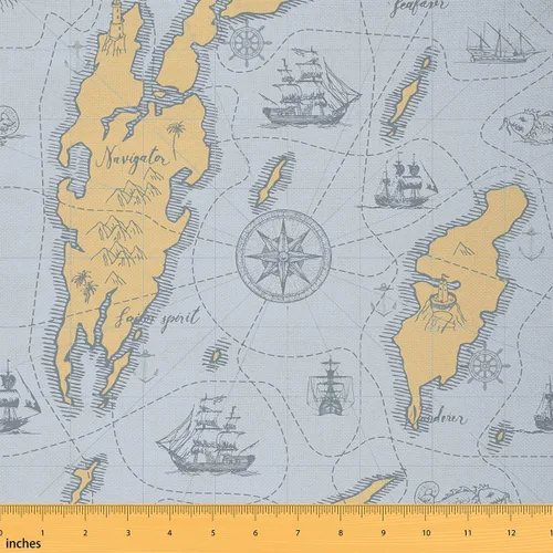 Miniatura 8 de jejeloiu Tela de Tapicería de Concha de Erizo de Mar por Yarda, Tela de Retapizado con Temática Marina Oceánica para Sillas, Tela Decorativa