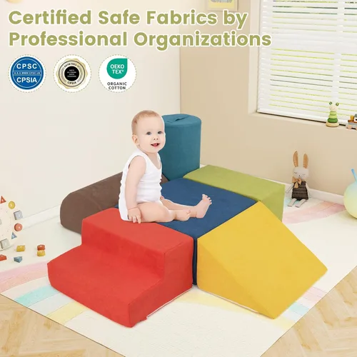 Miniatura 2 de INFANS Juguetes de escalada para niños pequeños, juego de 6 piezas de bloques de espuma suave para trepar y gatear con estructura de actividad