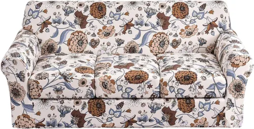 Miniatura 63 de Fundas elásticas para sofá de 1/2/3 cojines, funda estampada con fundas de cojín de asiento separadas, fundas de sofá lavables, protector de muebles