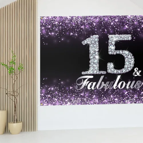 Miniatura 6 de HAMIGAR Fondo de pancarta de feliz cumpleaños número 10 de 6 x 4 pies, suministros de fiesta de cumpleaños para niñas, color morado