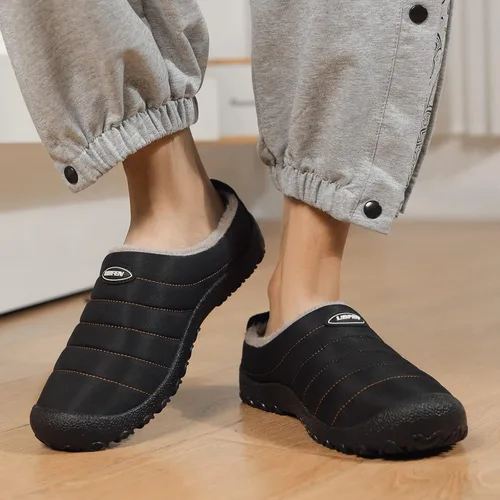 Miniatura 3 de UBFEN - Pantuflas cálidas de invierno para hombre y mujer con forro de felpa mullida, zapatos de casa con suela de caucho antideslizante