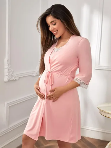 Miniatura 4 de Verdusa Conjunto de camisón y bata de maternidad para mujer, sin mangas, camisón de lactancia