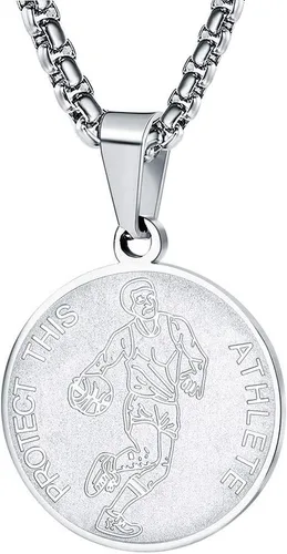 Miniatura 8 de Collar de San Sebastián Collar de acero inoxidable de 1 pulgada para béisbol, fútbol, baloncesto, fútbol y deportes, Metal, no aplica