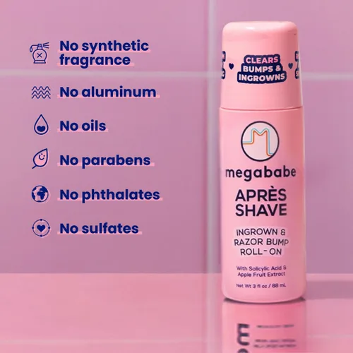 Miniatura 7 de Megababe Après Shave Después del afeitado y depilación Tratamiento roll-on para vellos encarnados y protuberancias de afeitado para mujeres