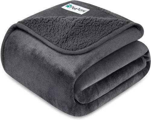 Miniatura 24 de PETAMI Manta impermeable de forro polar Sherpa para gatos y perros, color beige, talla S
