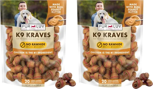 Miniatura 11 de Pur Luv Golosinas para Perros, K9 Kraves Hueso para Perros Sin Cuero Crudo, Sabor a Pollo, Hecho con Pollo Real, 20 Unidades, Saludable, Fácilmente