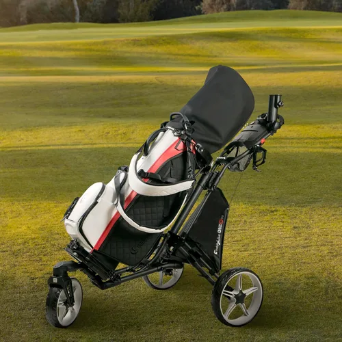 Miniatura 2 de Caddytek CaddyLite ONE-Swivel V8 - Carrito de golf plegable de 3 ruedas con un clic, ligero, con una rueda delantera giratoria de 360°, mango Gris